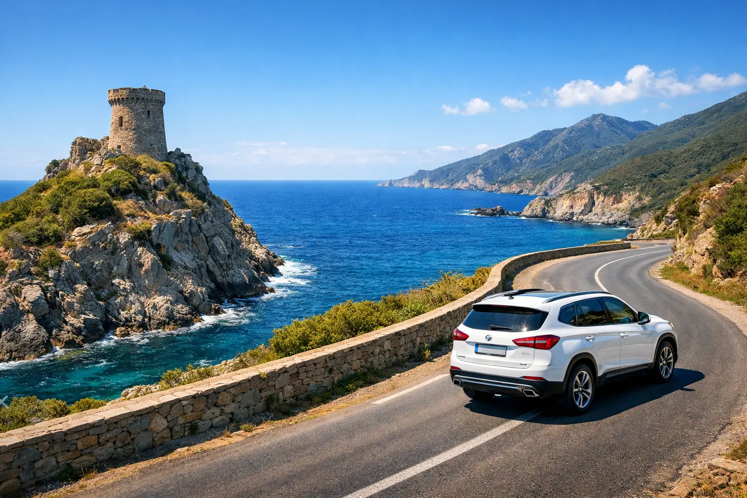 Route panoramique en Corse près de Bastia